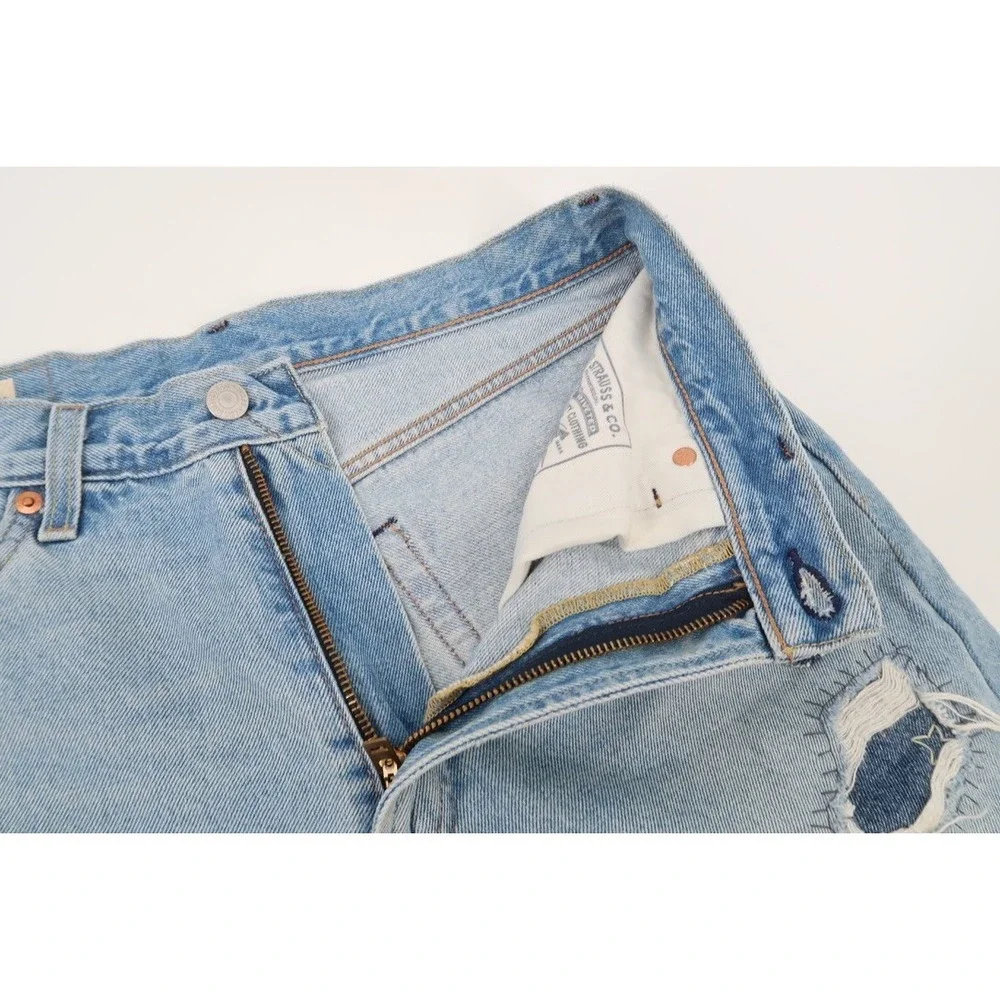 LEVI'S Premium Big E Lot‎ 551 Z Distressed Straight Fit Denim Jeans Mens 30x30